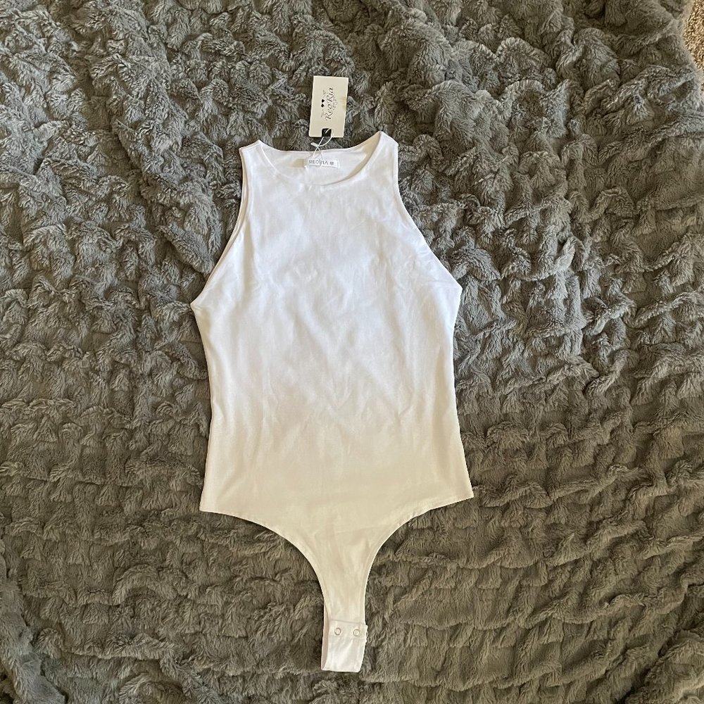 REORIA Women’s Sexy Sleeveless Racer Back Halter Neck Bodysuit Tank